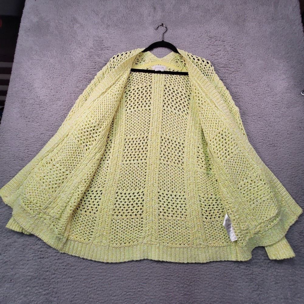 Anthropologie Serenity Cardigan Womens M/L Chartreuse Yellow Open Knit Spring - Picture 7 of 16
